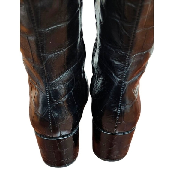 Sigerson Morrison Women's Paislee Croc-Embossed Square-Toe Knee-High Boots 37.5 - Picture 9 of 12